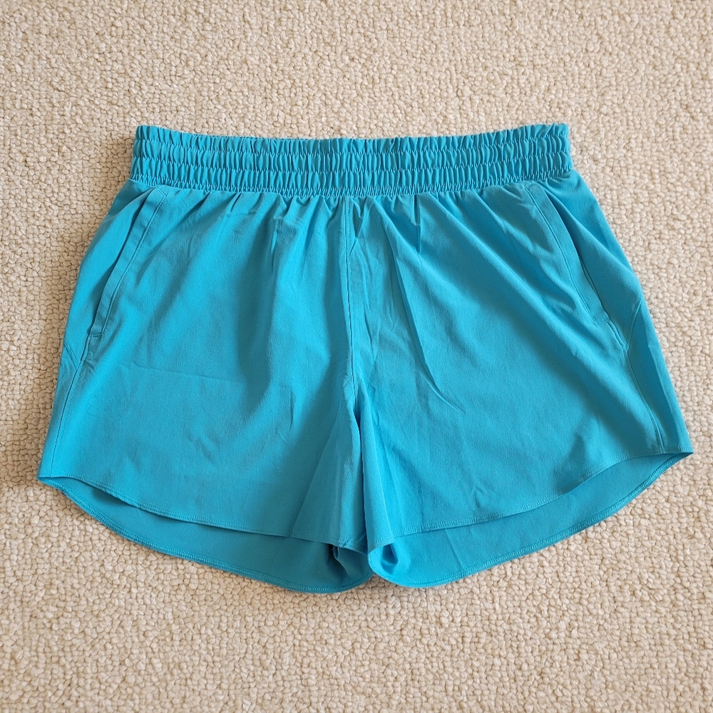 Under Armour Womens Athletic Running Shorts Size XL Blue/Green Workout Summer.